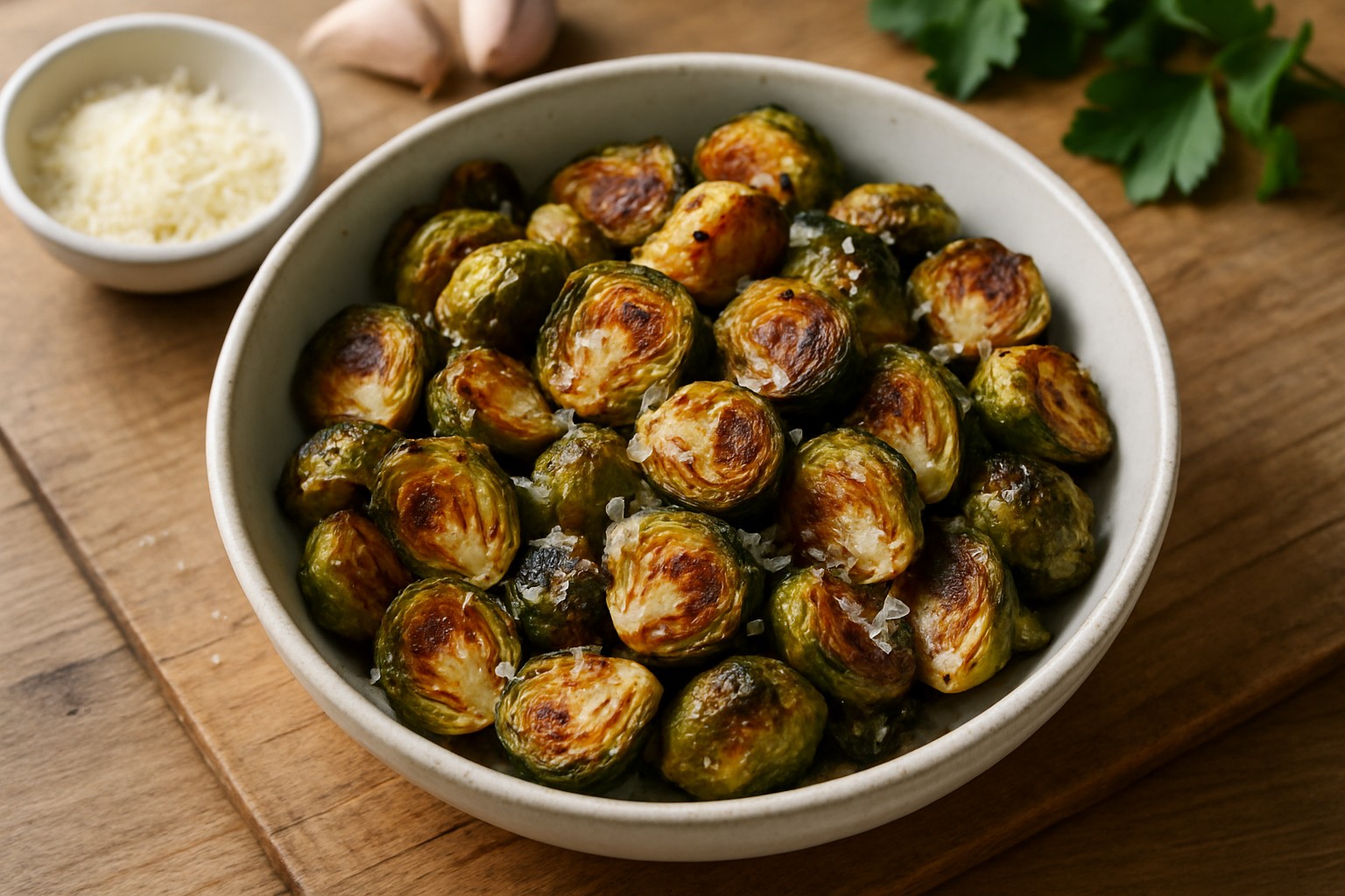 Recette de choux de Bruxelles rôtis à l'ail et parmesan