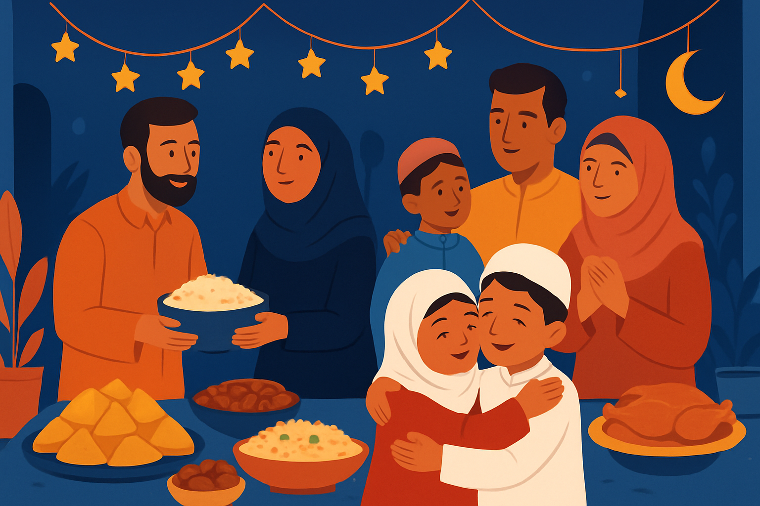 Célébration festive des fêtes musulmanes illustrant la diversité culturelle à travers différentes régions du monde.