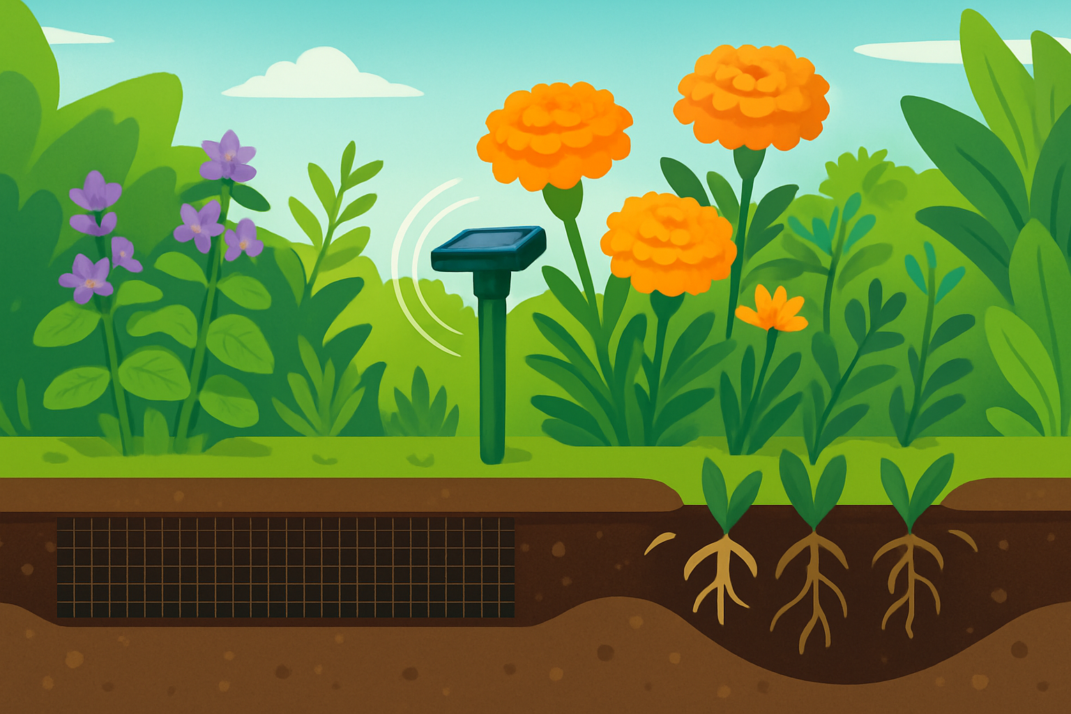 Exemples d’alternatives aux pièges : barrières souterraines, dispositifs à ultrasons et répulsifs naturels