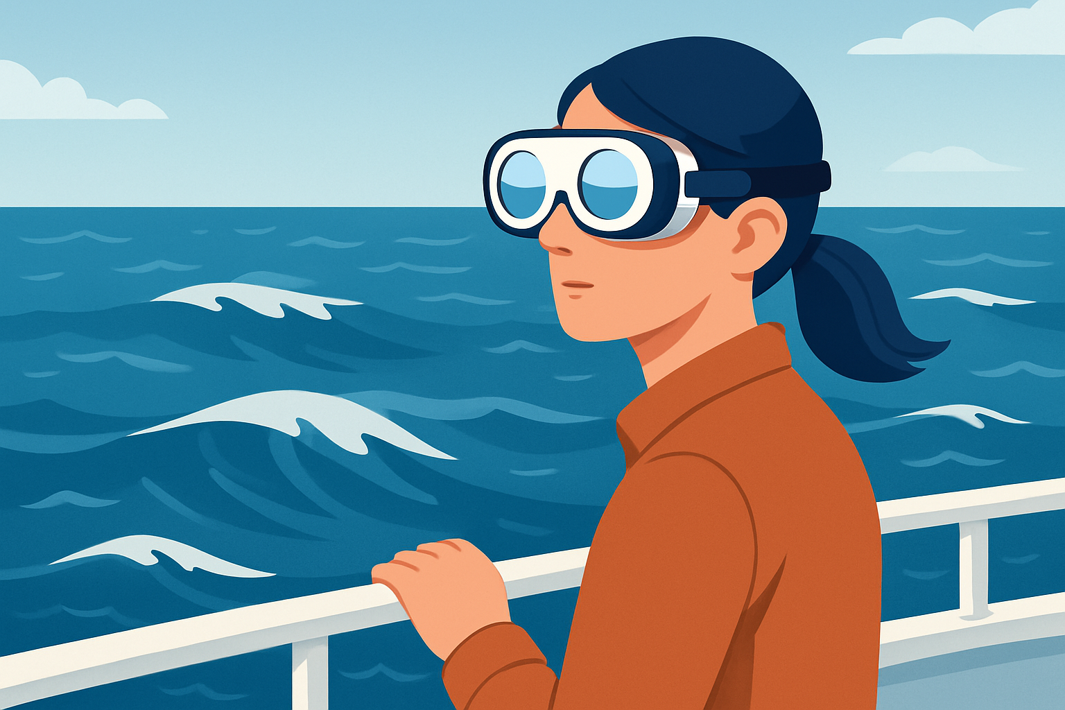 Utilisation d'une lunette contre le mal de mer pour stabiliser la vision lors d'une sortie en mer