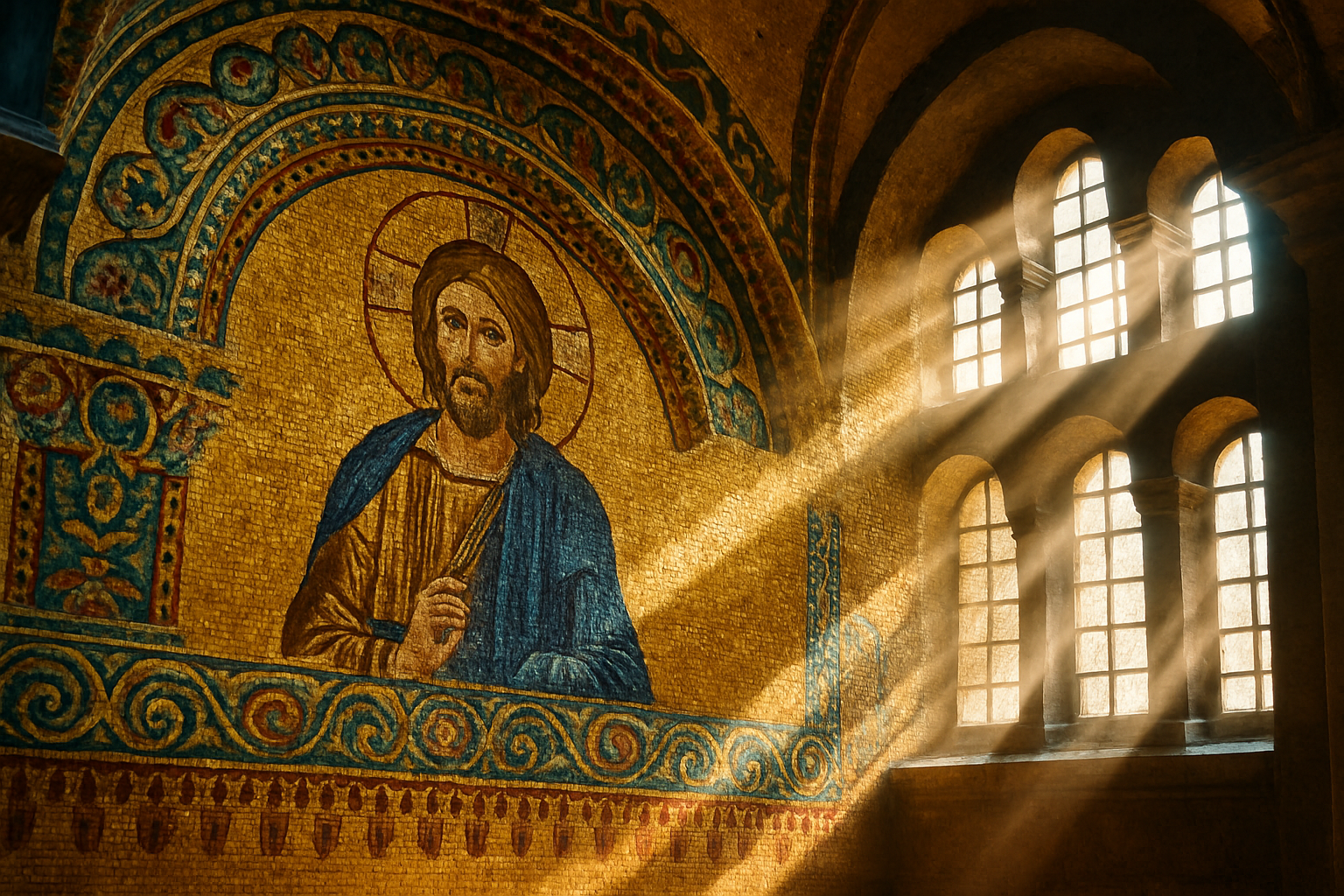 Une mosaïque byzantine ancienne à l’intérieur de Sainte-Sophie révélant l’art complexe de l’époque.