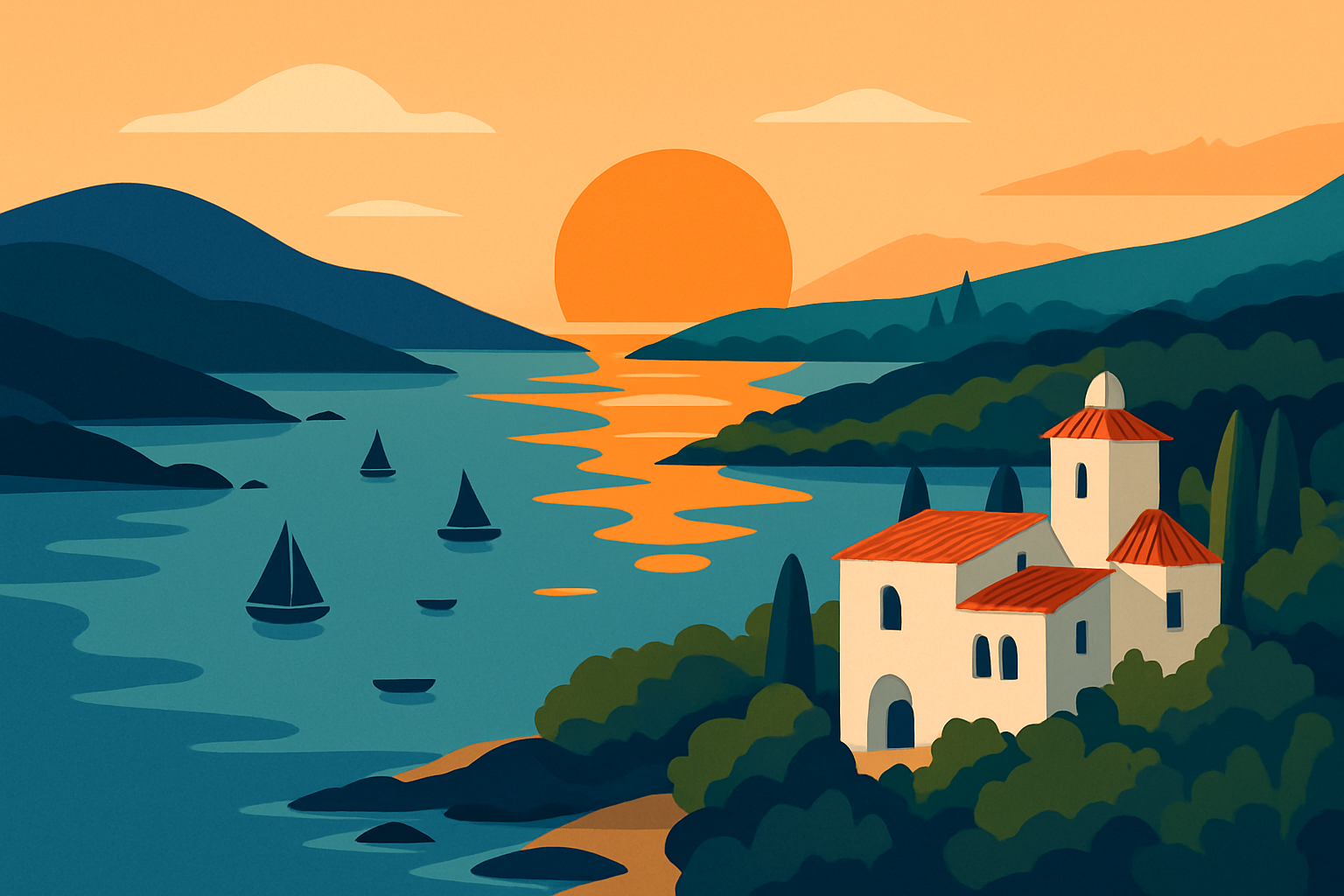 Panorama de Cadaqués avec la Méditerranée et la maison de Salvador Dalí à Port Lligat