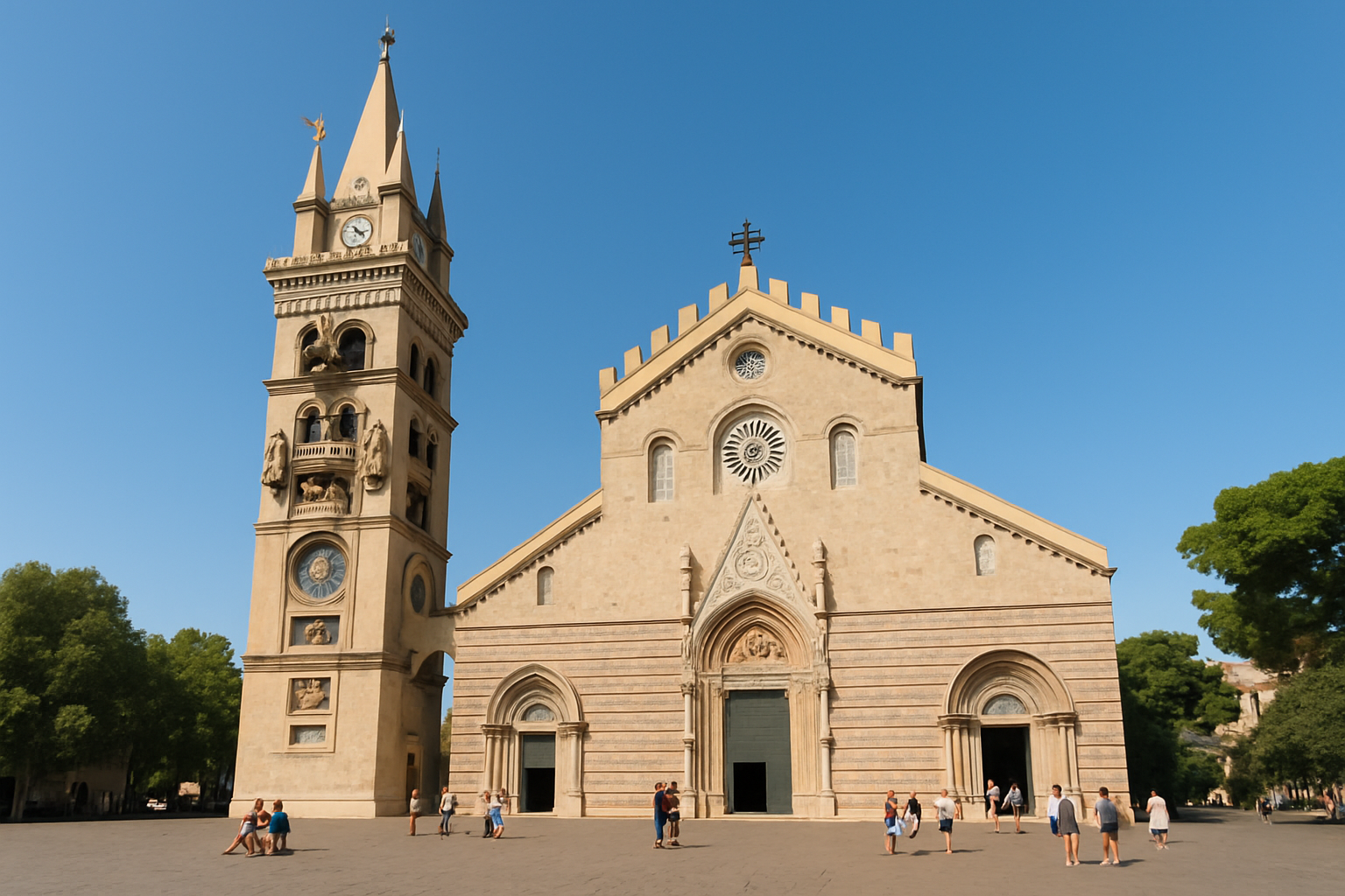 La Cathédrale de Messine, emblème historique avec sa célèbre horloge astronomique.