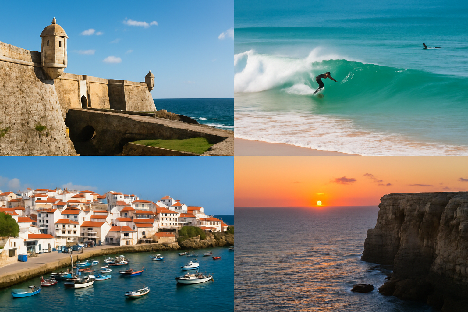 Galerie photo illustrant la diversité des paysages et monuments emblématiques de Peniche.