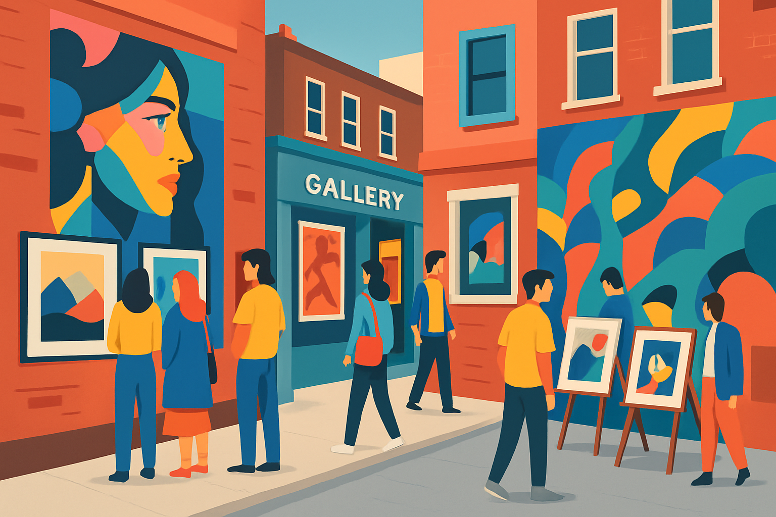 Exemple de street art et galeries d’art dans les rues animées de Soho.