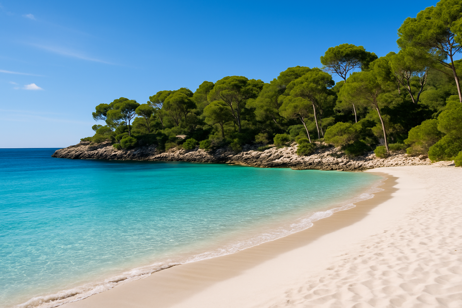 Plage emblématique de Majorque avec sable fin et eaux turquoise